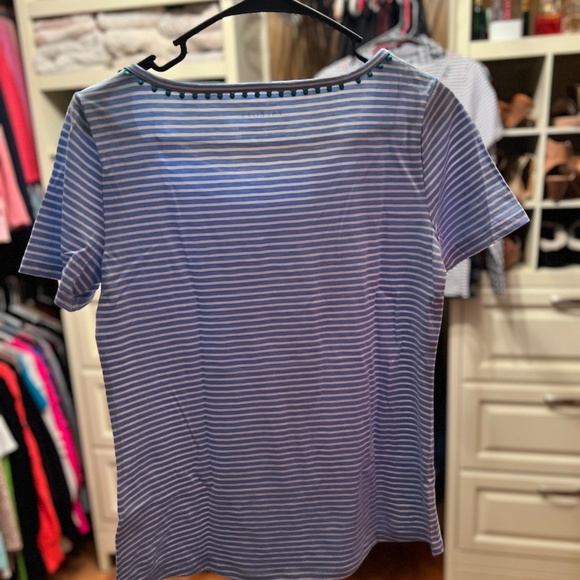 Talbots, Size XS, Light blue and white striped t-shirt - Picture 3 of 4